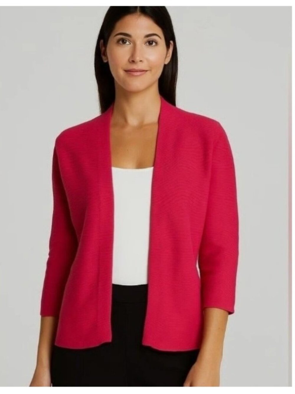 J. McLaughlin 3/4 Sleeve Open Front Cardigan Sweater Pink | Size Small